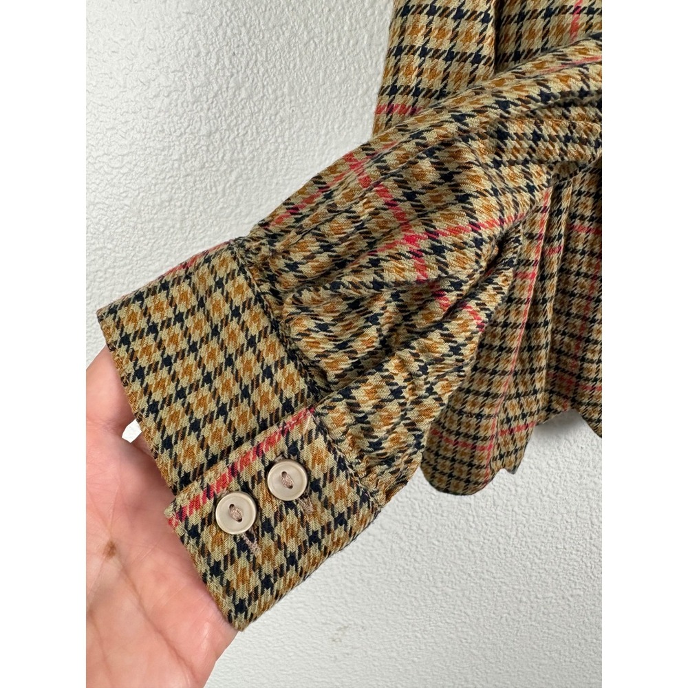 St Johns Bay Women's PL Plaid Blouse Scallop Hem Long Sleeve Fall Petite Large - Picture 3 of 6